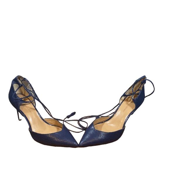 Banana Republic Leather Tassel Lace Up Ankle Pointed Stiletto Heel Blue Women 6 - Picture 4 of 10